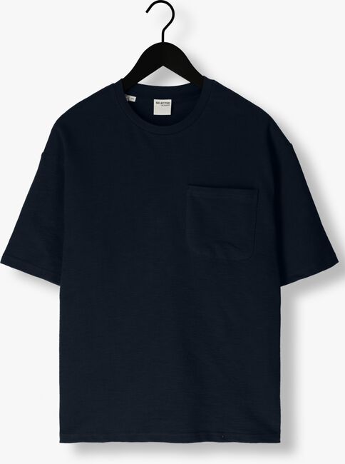 SELECTED HOMME T-shirt SLHLOOSSAUL SLUB SS O-NECK TEE Bleu foncé - large