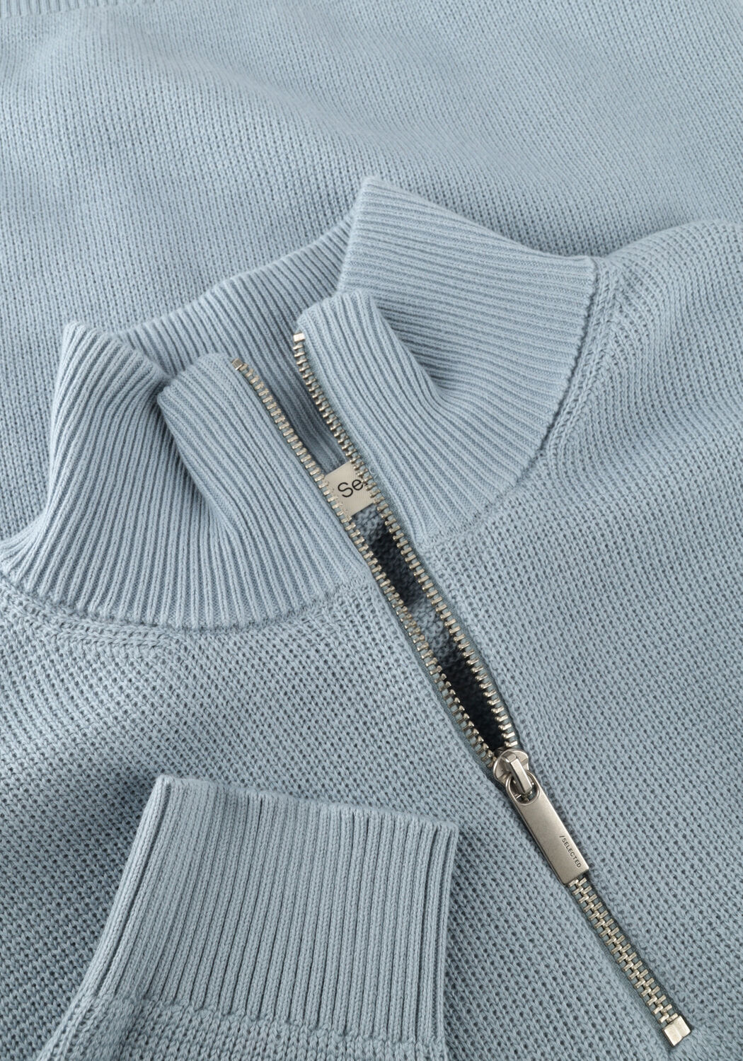 Blauwe SELECTED MEN Trui SLHDANE LS KNIT STRUCTURE HALF ZIP NOOS - large