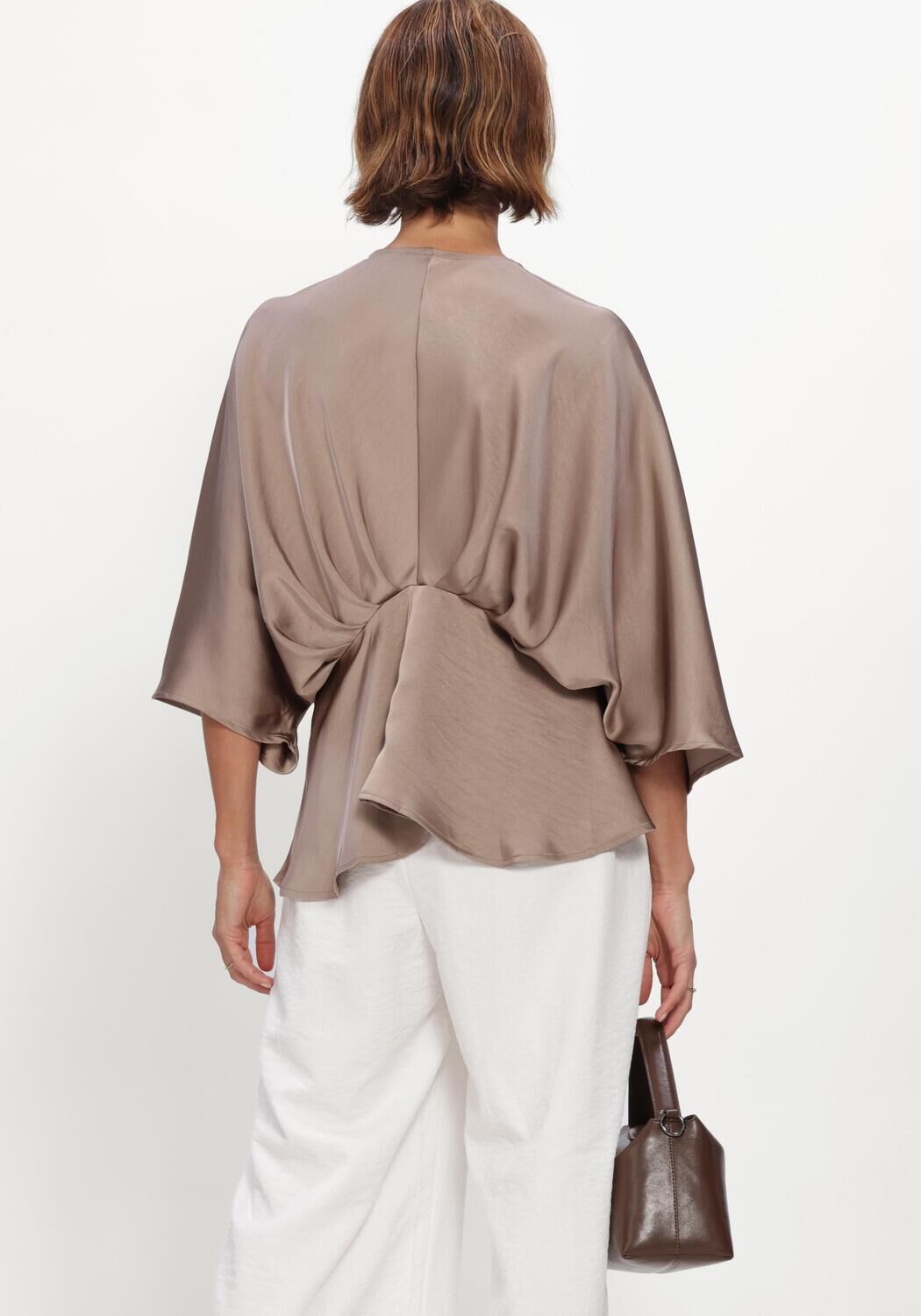 Taupe NEO NOIR  RIVINA HEAVY SATEEN BLOUSE - large