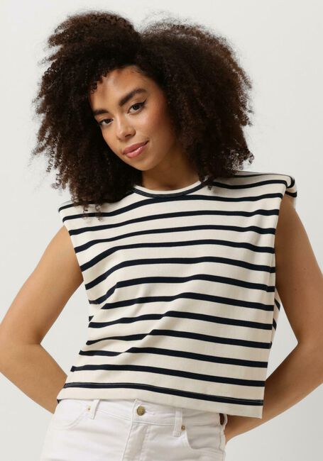 Blauwe CO'COUTURE Top CLASSIC STRIPE CROP TEE - large
