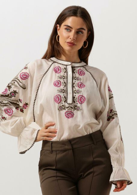 SUMMUM Blouse TOP FLOWER EMBROIDERY Blanc - large