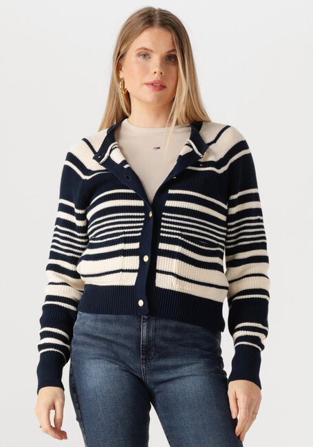 TOMMY HILFIGER Gilet CO CARDI STITCH C-NK LS CARDI Crème - large
