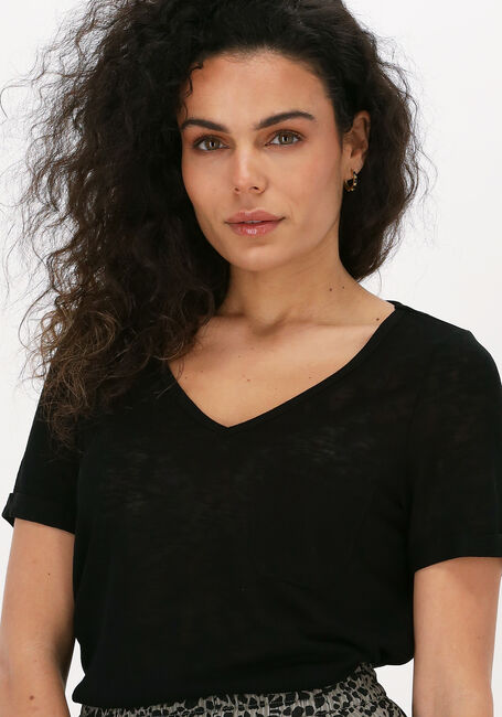 OBJECT T-shirt OBJETESSI SLUB S/S V-NECK NOOS en noir - large