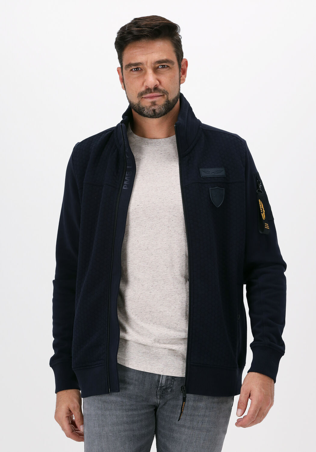 Blauwe PME LEGEND Vest ZIP JACKET STRUCTURE SWEAT Omoda