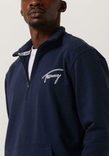 Donkerblauwe TOMMY JEANS Trui TJM REG SIGNATURE HALF ZIP - large
