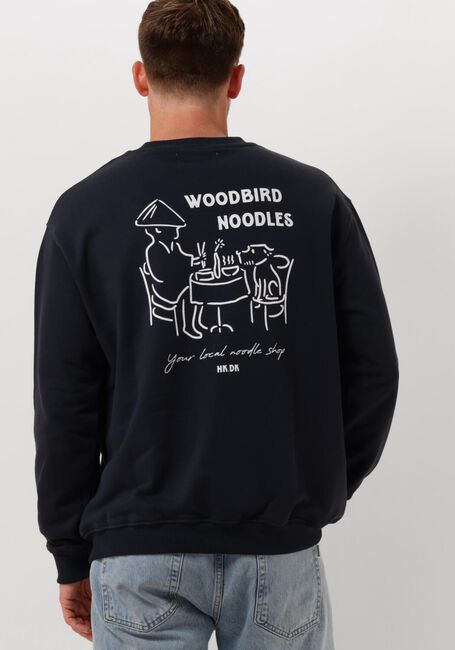 WOODBIRD Chandail WBCANE NOODLE CREW Bleu foncé - large