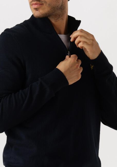 LYLE & SCOTT Pull COTTON MERINO QUARTER ZIP JUMPER Bleu foncé - large