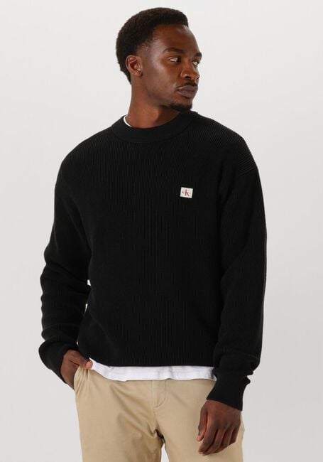 CALVIN KLEIN Pull LS EZ COTTON WAFFLE CREWNK SWTR 9 en noir - large
