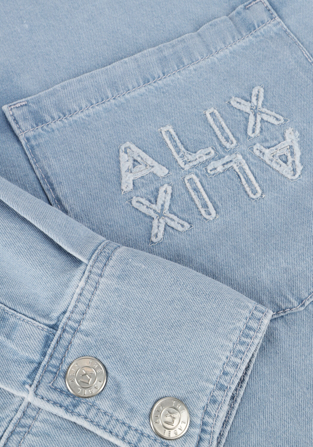 Blauwe ALIX THE LABEL  LADIES WOVEN CHAMBRAY PEPLUM DENIM BLOUSE - large