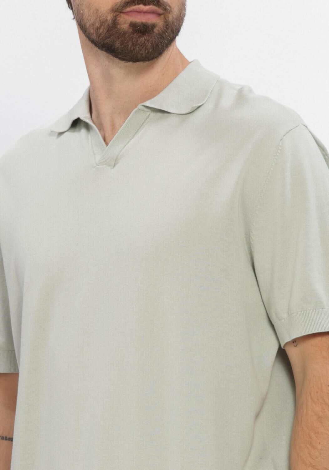 SELECTED MEN Polo SLHTORINO SS KNIT RELAXED OPEN  POLO en vert - large