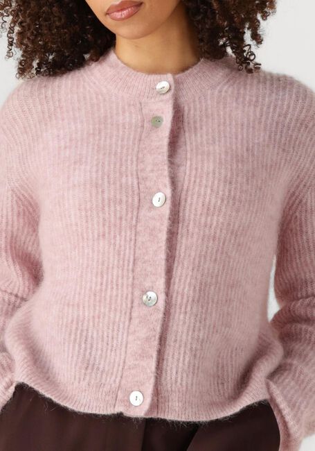 SECOND FEMALE Pull ANDREA KNIT RIB LS CARDIGAN en rose - large