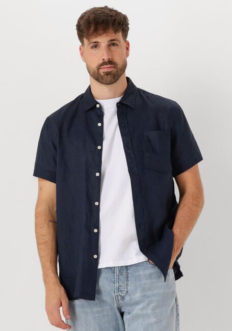 Donkerblauwe SCOTCH & SODA Casual overhemd LINEN SHIRT - large