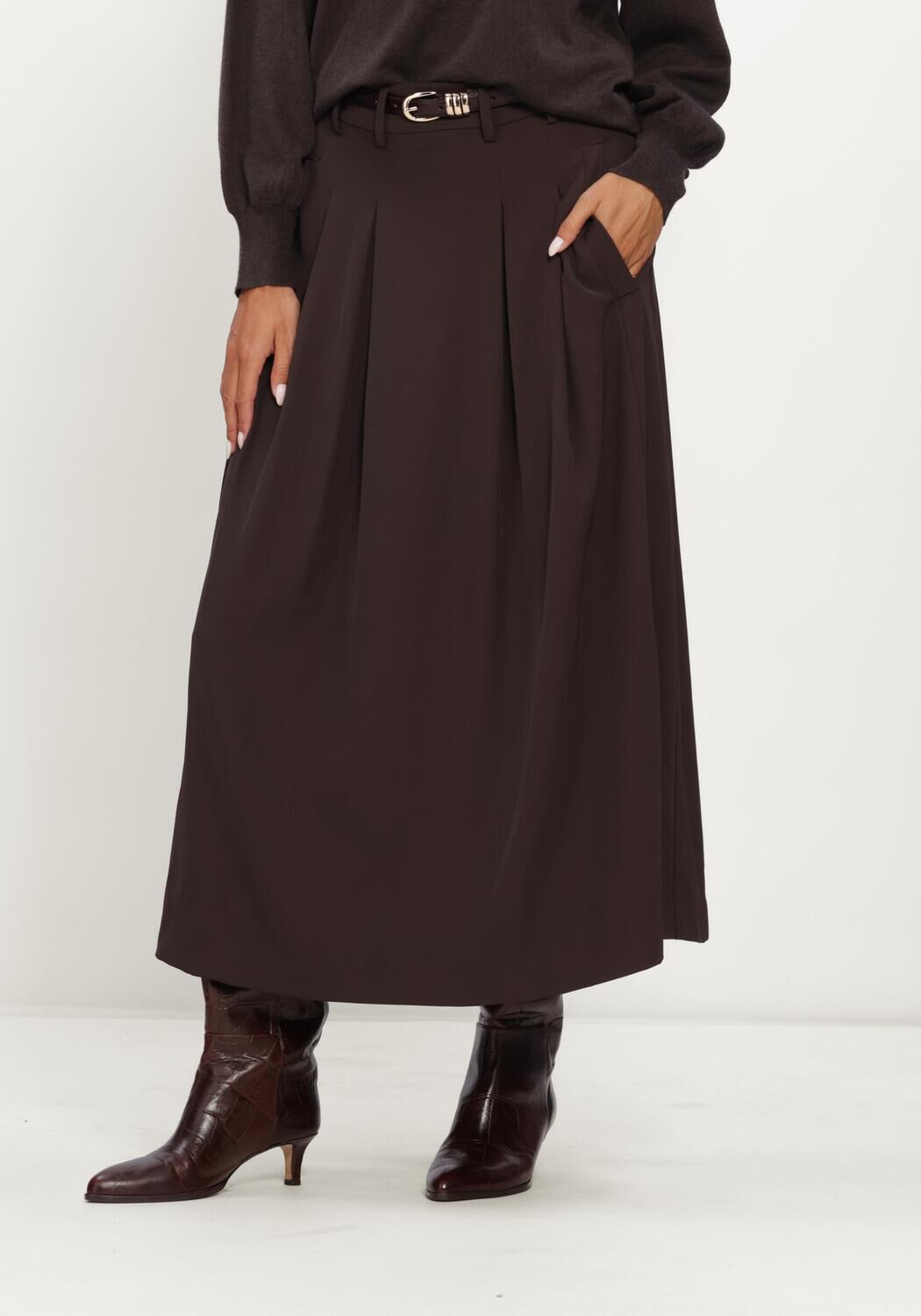 CO'COUTURE Jupe maxi ALINICC ANYA PLEAT SKIRT en marron - large
