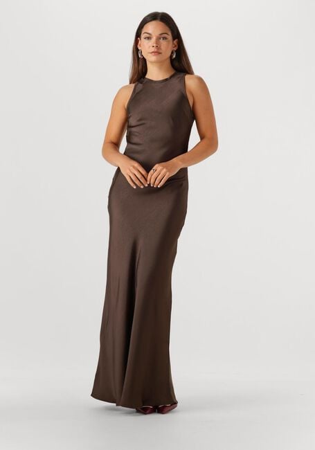 Bruine NEO NOIR Maxi jurk CELINIE HEAVY SATEEN DRESS - large