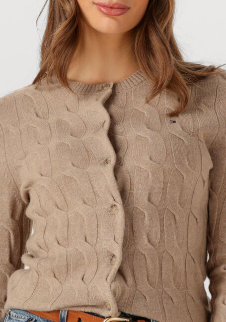 Beige TOMMY HILFIGER Trui SOFT WOOL CABLE C-NK LS CARDIGAN - large