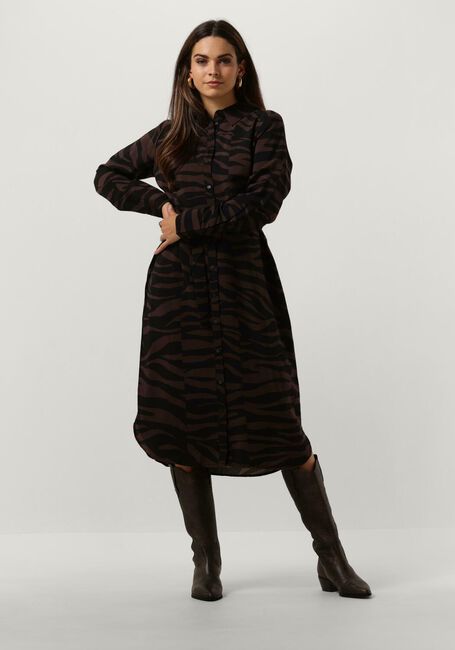 OBJECT Robe midi OBJCIRA L/S SHIRT DRESS 129 en marron - large
