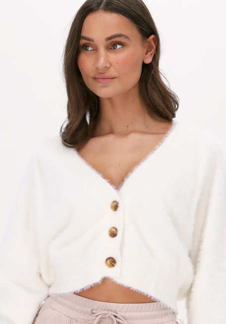 Beige COLOURFUL REBEL Vest AURORA KNITTED CROPPED CARDIGAN - large