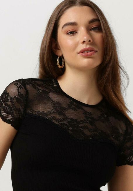 ROSEMUNDE Haut BEATHA SILK T-SHIRT W/ LACE en noir - large