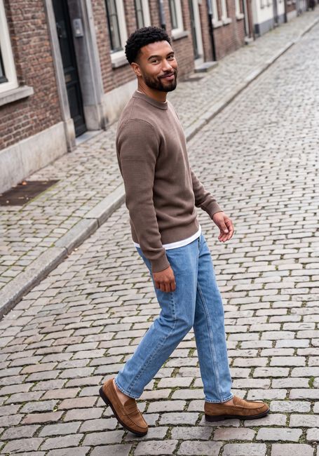 Camel SELECTED MEN Trui SLHDANE LS KNIT STRUCTURE CREW NECK NOOS - large