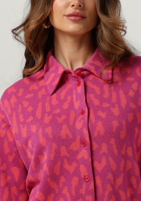 ALIX THE LABEL Haut LADIES KNITTED JACQUARD SHORT SLEEVES BLOUSE en rose - large
