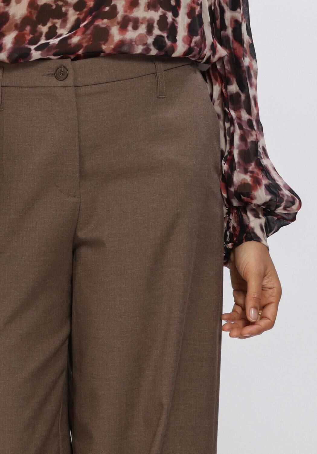 Bruine SUMMUM Wijde broek TROUSERS WIDE LEG TWILL - large