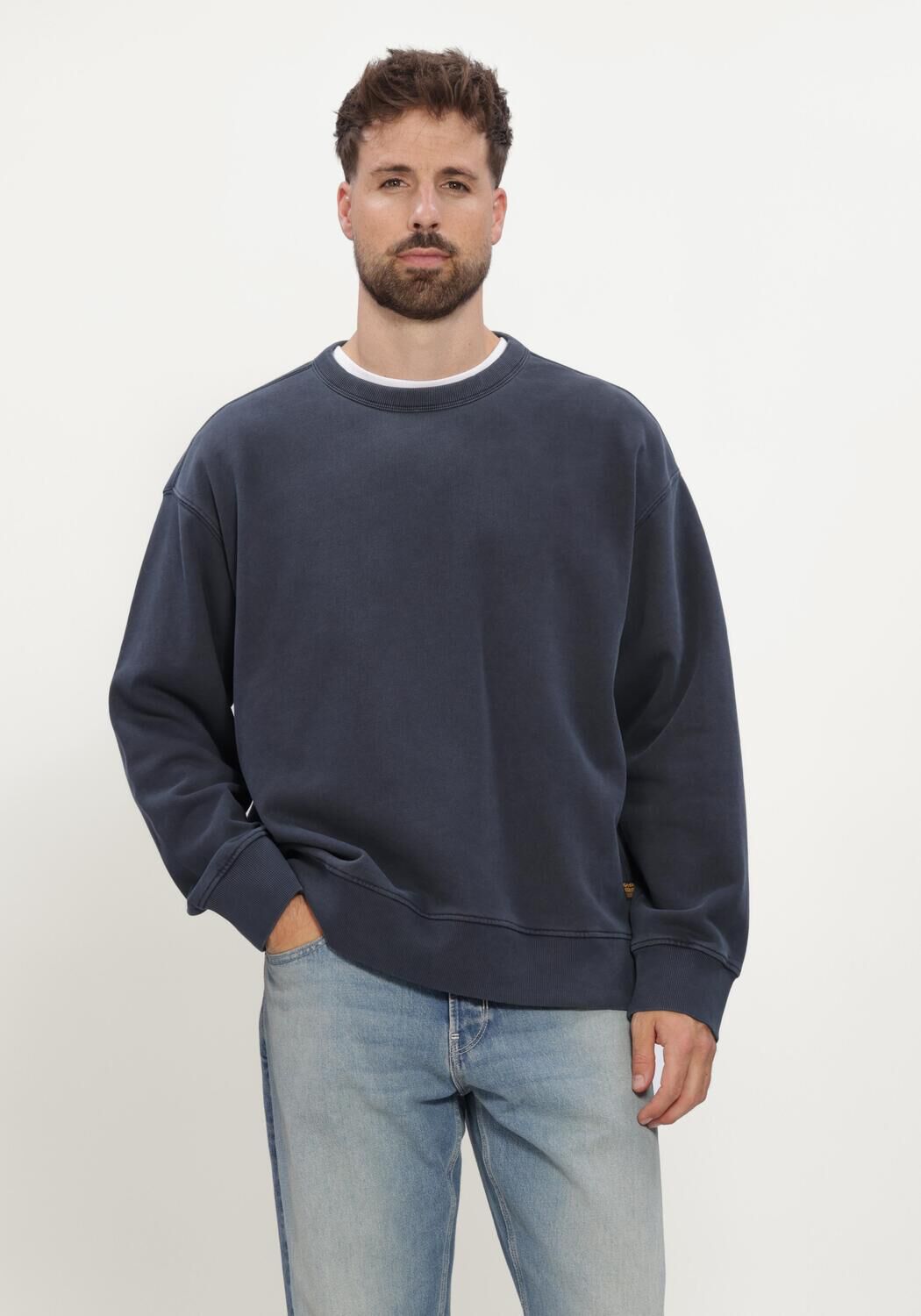 Donkerblauwe G-STAR RAW Sweater WASHED MULTI GR RELAXED R SW - large