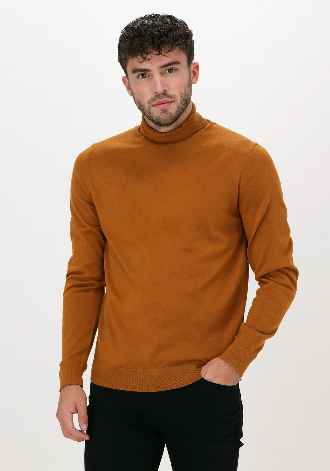 SELECTED HOMME Col roule SLHTOWN MERINO COOLMAX KNIT RO en orange Omoda
