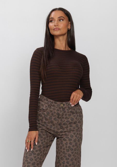 Bruine BY-BAR Top BASIC LS MELANGE STRIPE TOP - large