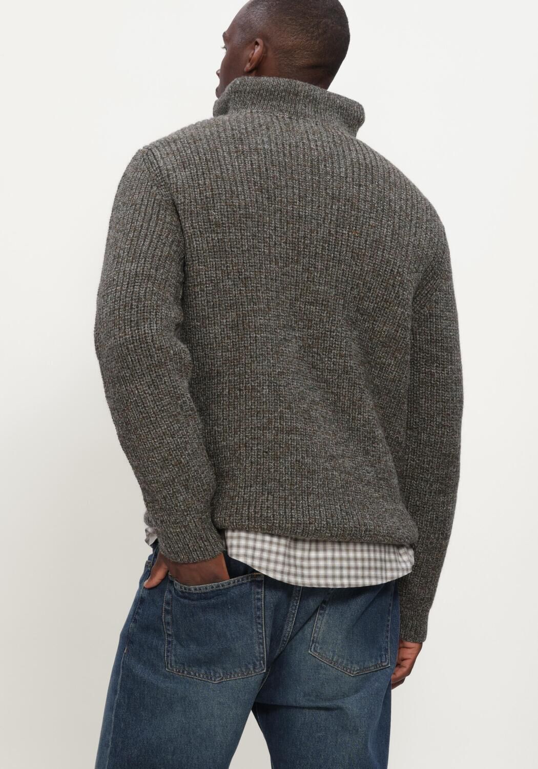 BARBOUR Pull NEW TYNE HALF ZIP KNITTED JUMPER Gris fonc&eacute; - large