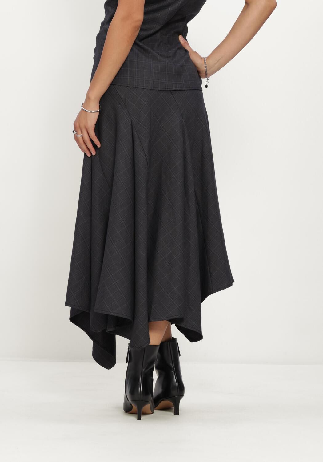 CO'COUTURE Jupe midi ELORACC CHECK ASYM SKIRT Gris fonc&eacute; - large