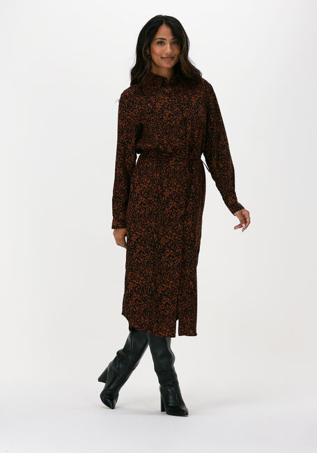 ANOTHER LABEL Robe midi KUKKA ANIMAL DRESS en marron - large