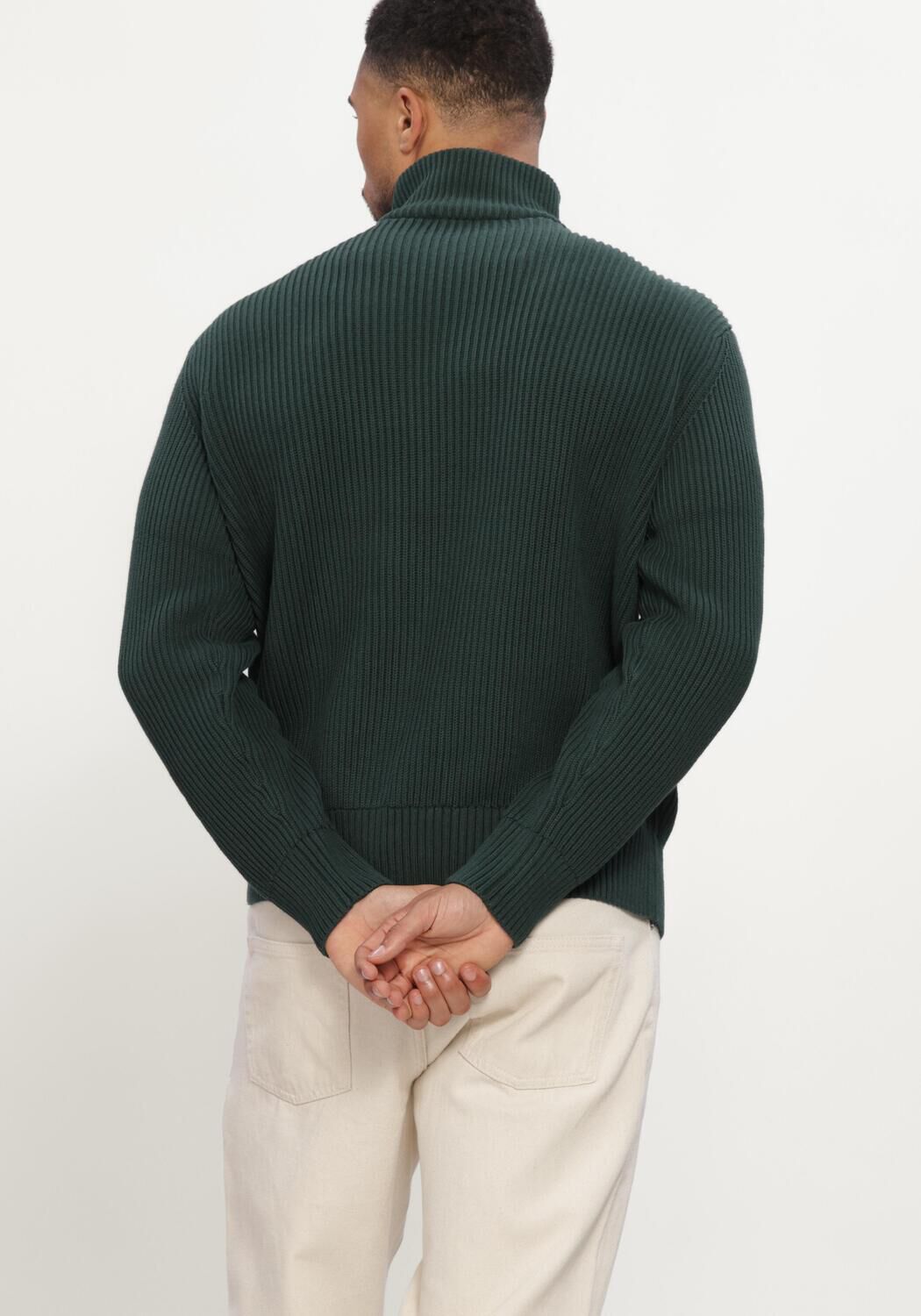 SELECTED MEN Pull SLMDRY LS KNIT HALF ZIP Vert fonc&eacute; - large