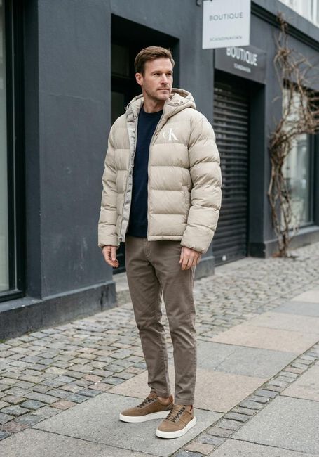 Beige CALVIN KLEIN Gewatteerde jas LS NYLON MONGRAM PUFFER JKT - large