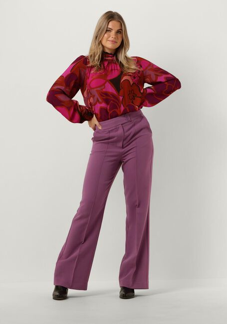 JANSEN AMSTERDAM Blouse WFP105 BLOUSE PRINT WITH PUFFSLEEVES AND TURTLE NECK en rose - large