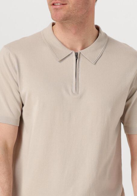 Beige PURE PATH Polo REGULAR FIT POLO SS HALF ZIP KNITWEAR - large