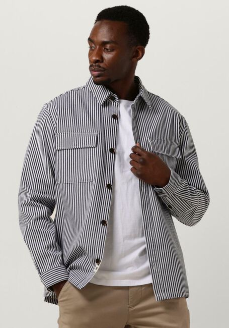 ANERKJENDT Surchemise AKOSCAR CANVAS STRIPE OS Bleu foncé - large