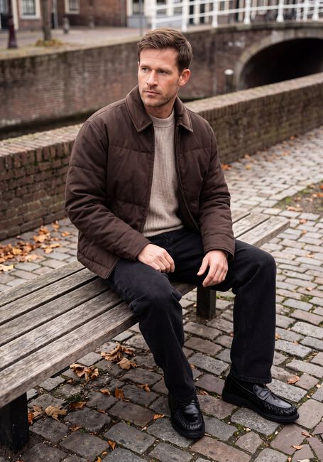 SELECTED MEN Veste matelass&eacute; SLMGRANT FILLED CANVAS JKT en marron - large
