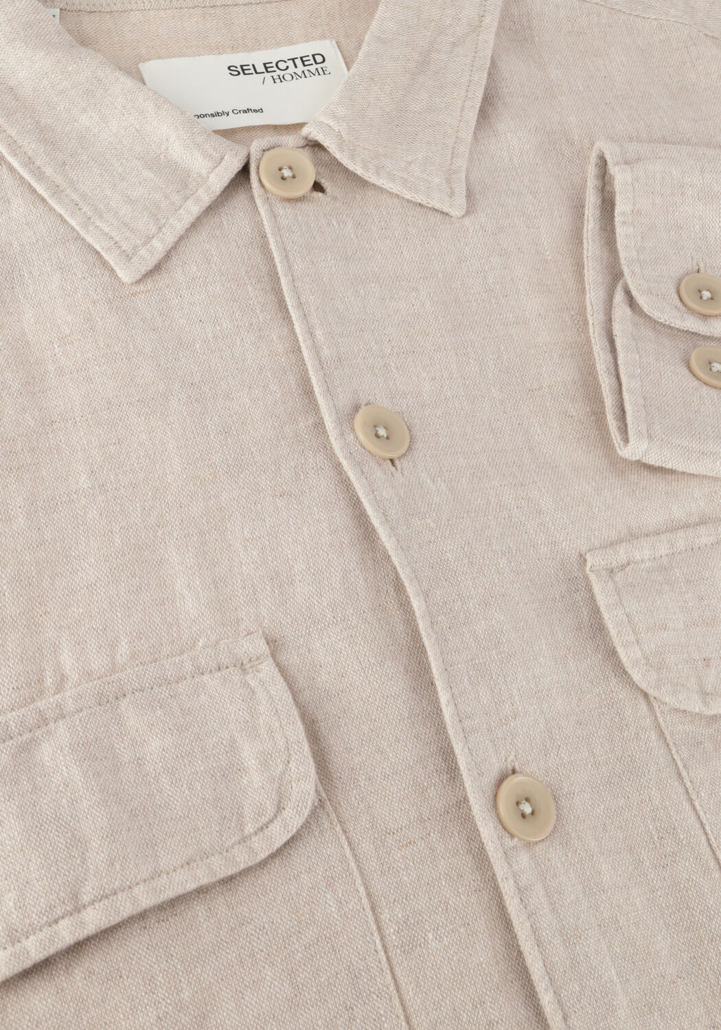 SELECTED MEN Chemise d&eacute;contract&eacute; SLHMADS-LINEN OVERSHIRT LS NOOS en beige - large