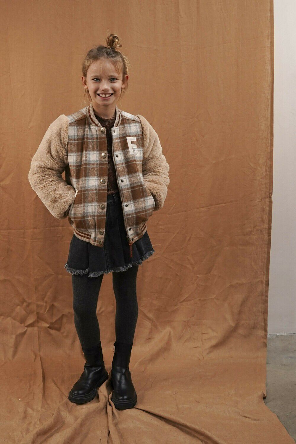 LIKE FLO Mini-jupe DENIM SKORT WITH PLEADS en noir - large