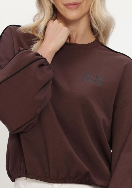 ALIX THE LABEL LADIES KNITTED PIPING SWEATER Pulls & Gilets en marron - large