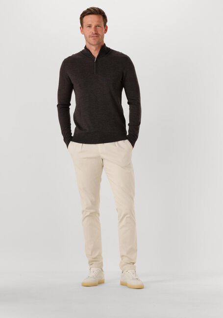 Bruine PROFUOMO Trui PULLOVER HALF ZIP MERINO - large