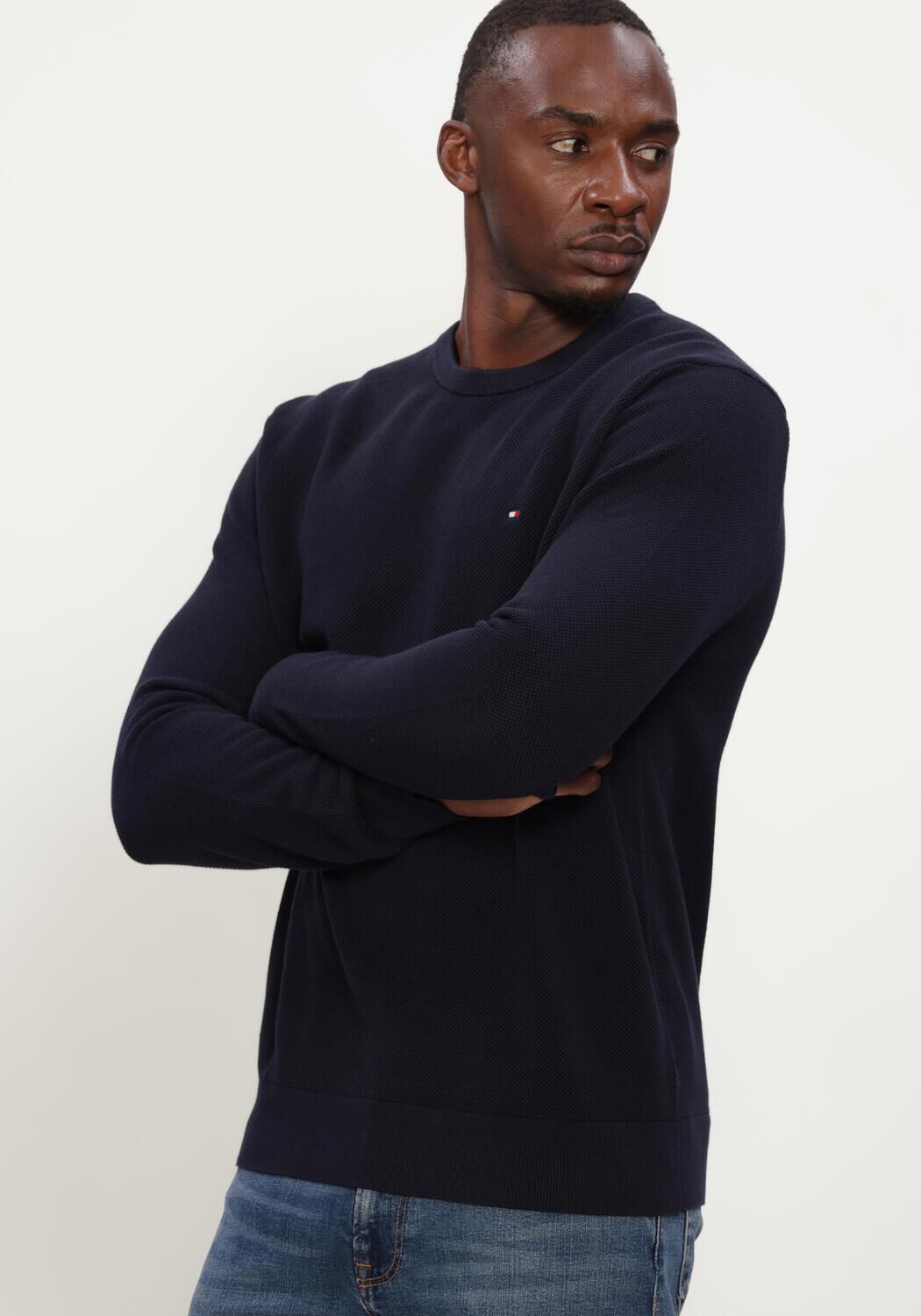 TOMMY HILFIGER Pull ESSENTIAL STRUCTURE CREW NECK Bleu fonc&eacute; - large