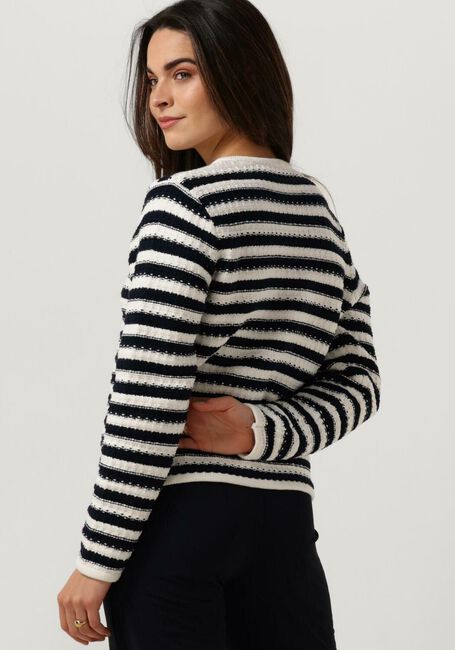 Donkerblauwe NEO NOIR Vest LIMONE STRIPE KNIT JACKET - large
