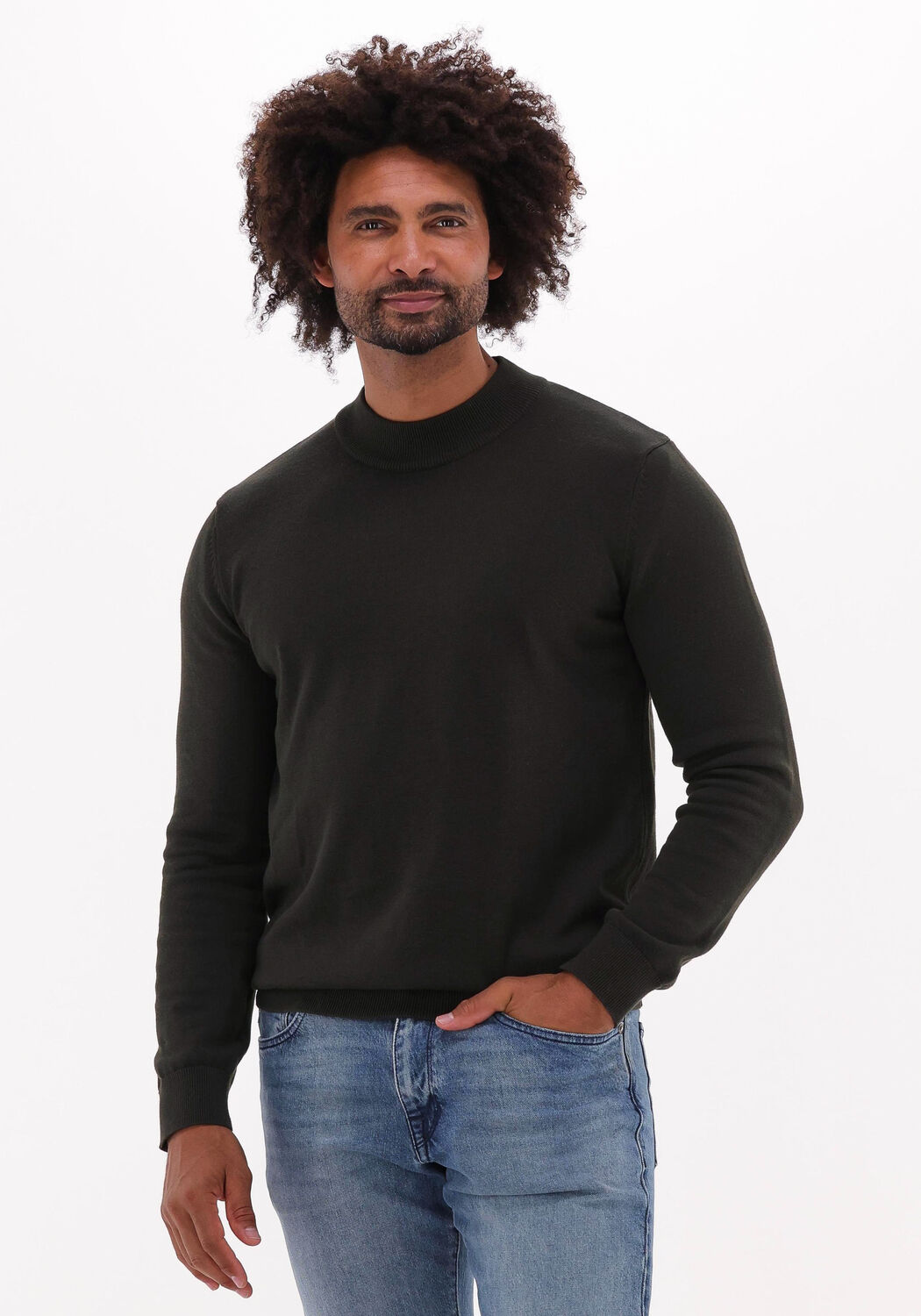 SELECTED HOMME Col roule ROBERT LS KNIT MOCK NECK Vert fonce Omoda