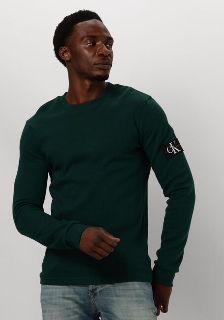 Donkergroene CALVIN KLEIN Trui BADGE WAFFLE LS TEE - large
