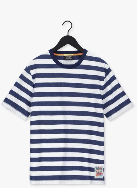 SCOTCH & SODA T-shirt STRUCTURE STRIPED CREWNECK JERSEY T-SHIRT IN ORGANIC COTTON Bleu/blanc rayé - large