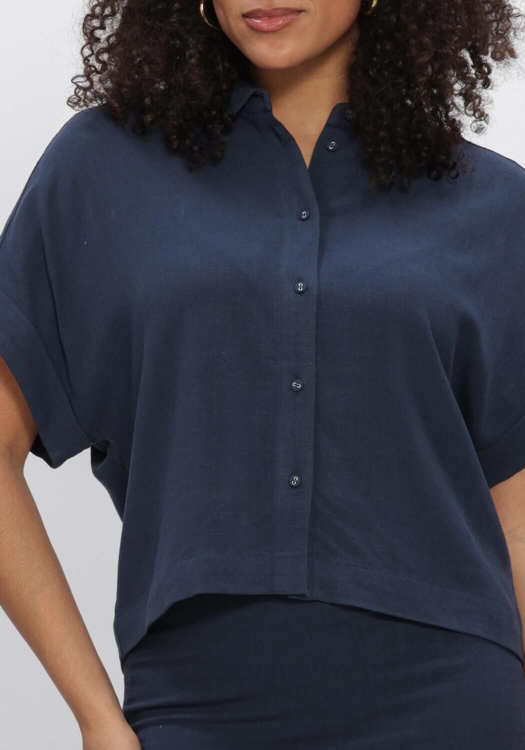 SELECTED WOMEN SLFVIVA SS CROPPED SUN SHIRT Blouses Bleu fonc&eacute; - large