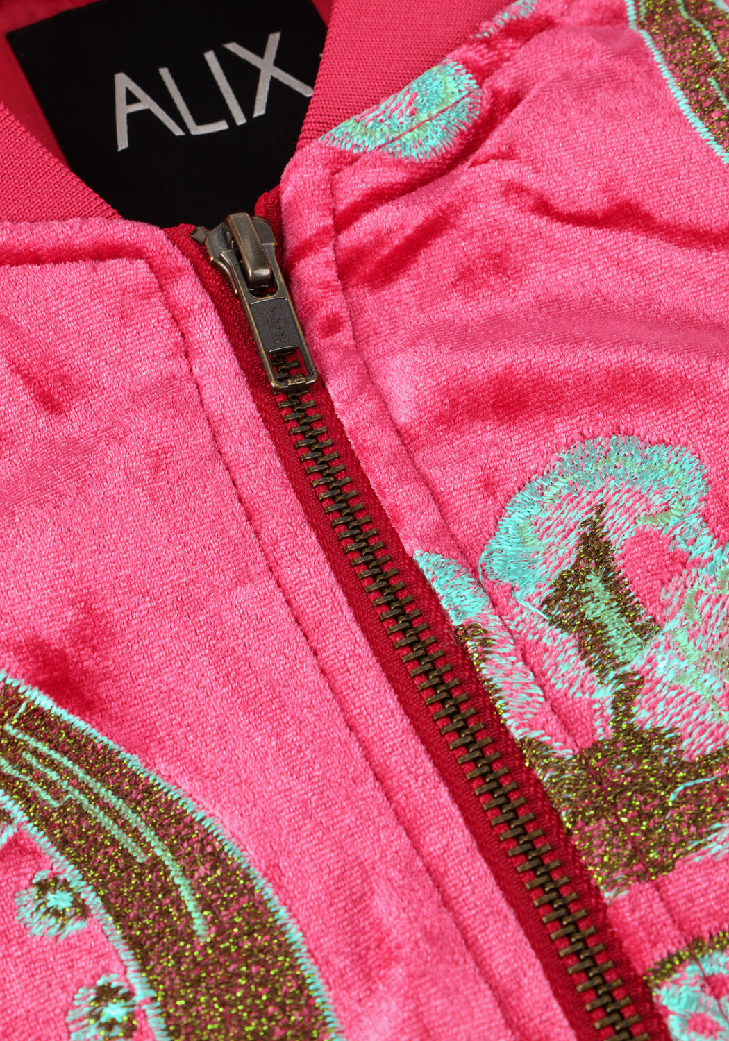 ALIX THE LABEL Jack LADIES WOVEN FANCY VELVET BOMBER en rose - large