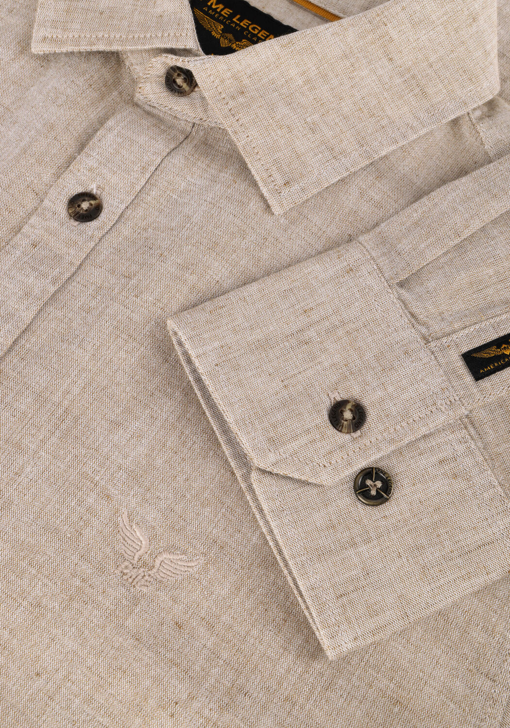 Zand PME LEGEND Casual overhemd LONG SLEEVE SHIRT COTTON LINEN 2 TONE - large