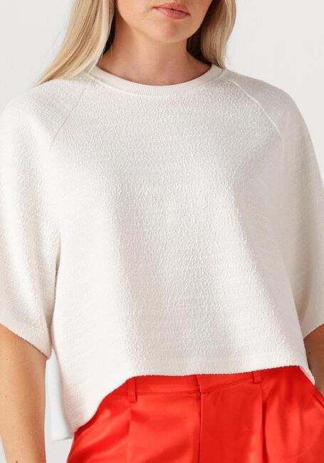 ALIX THE LABEL T-shirt LADIES KNITTED BOUCLE T-SHIRT Crème - large